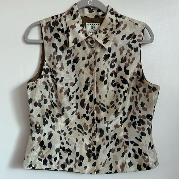ICE Animal Print Silk Sleveless Boxy Crop Top Size 14P - Picture 1 of 3